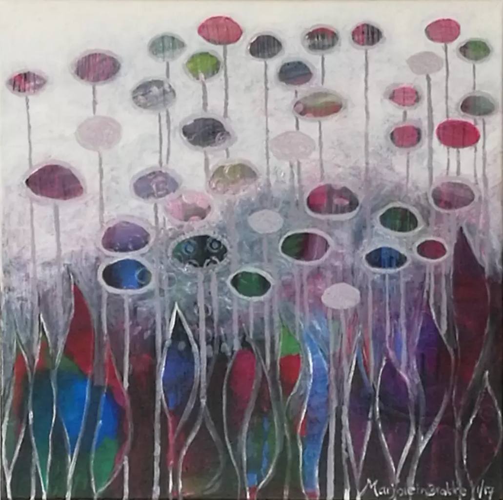 Origineel schilderij Wintertuin