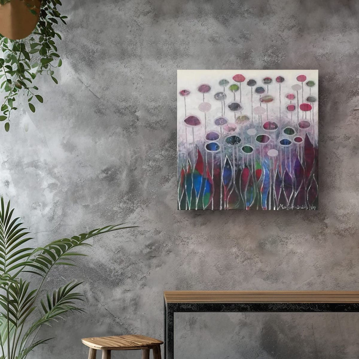 Origineel schilderij Wintertuin