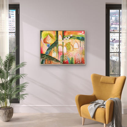 Origineel schilderij Ruins and roses
